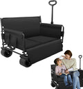 Wagon Bench Love Seat: Collapsible Heavy Duty Wagon - 500 LBS Beach Cart with Big Wheels for Sand Camping Shopping Sports
