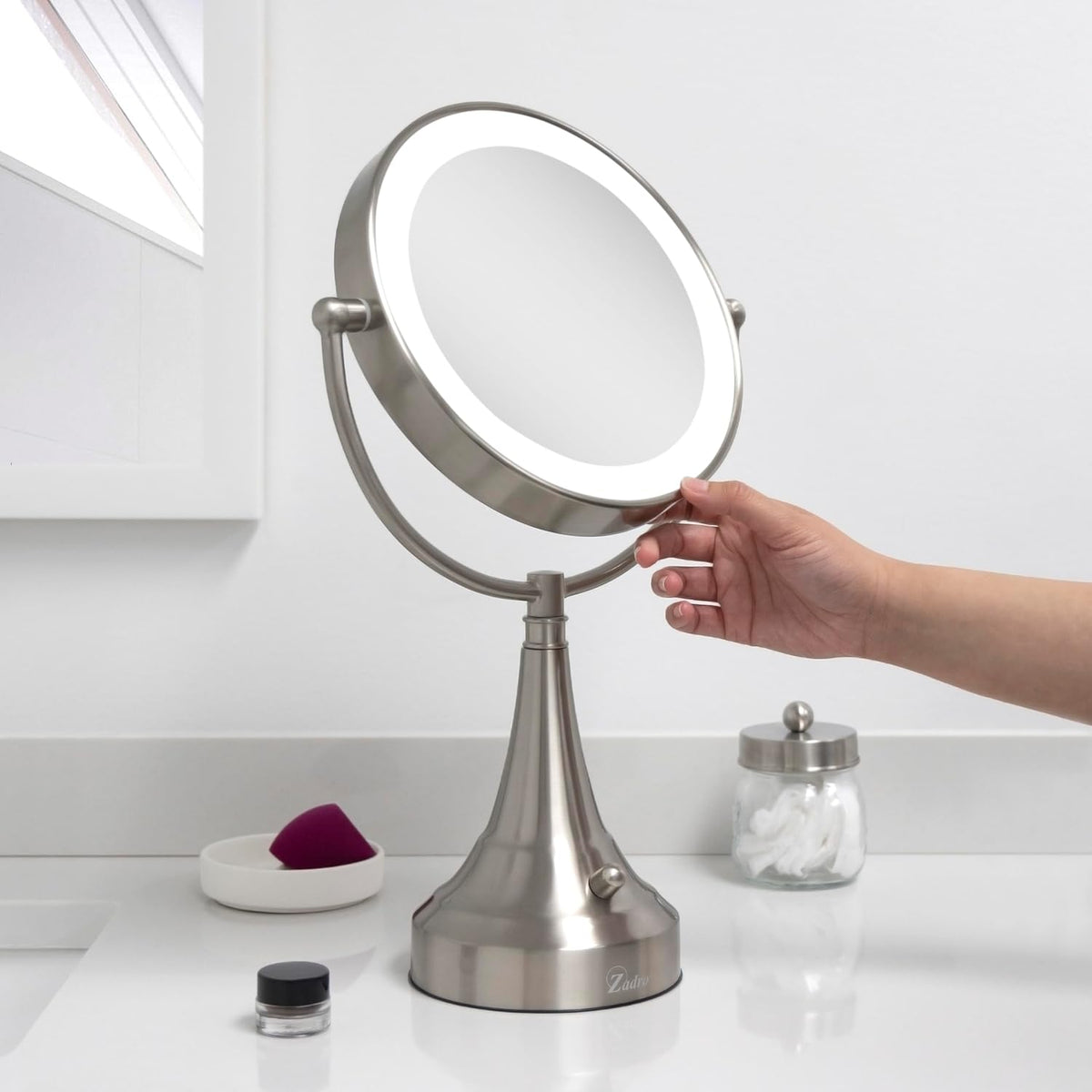 Zadro Lighted Makeup Mirror 10X Magnification LED 11' Dia Makeup Mirror with Lights and Magnification C Battery Operated