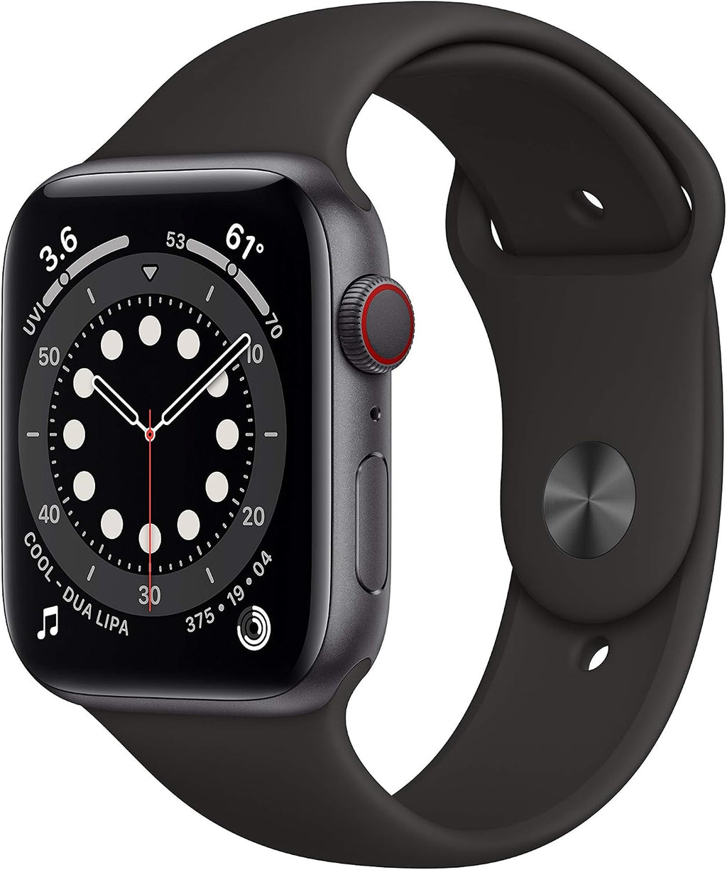 Apple Watch Series 6 (GPS + Cellular, 44mm) - Space Gray Aluminum Case with Black Sport Band