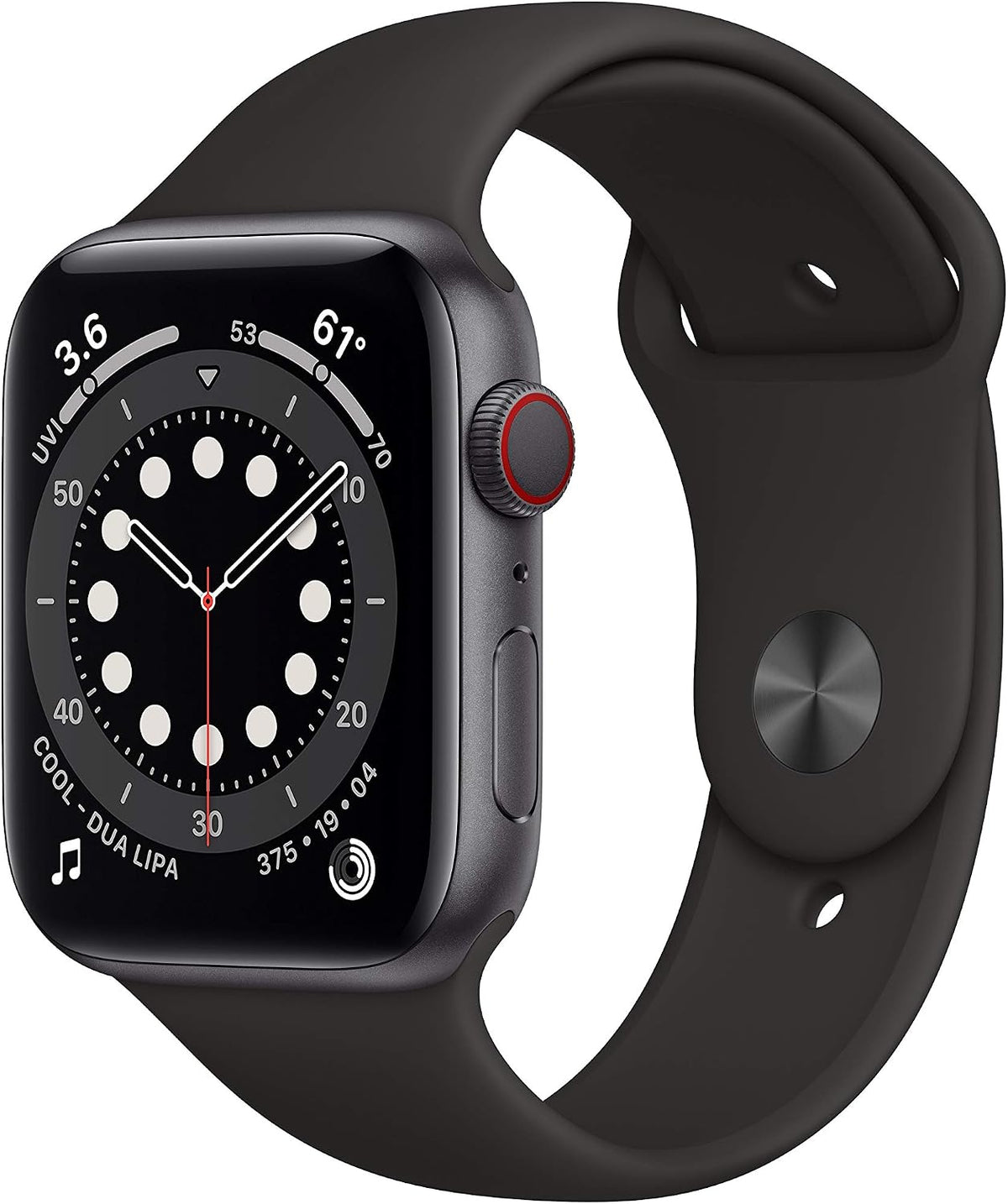 Apple Watch Series 6 (GPS + Cellular, 44mm) - Space Gray Aluminum Case with Black Sport Band