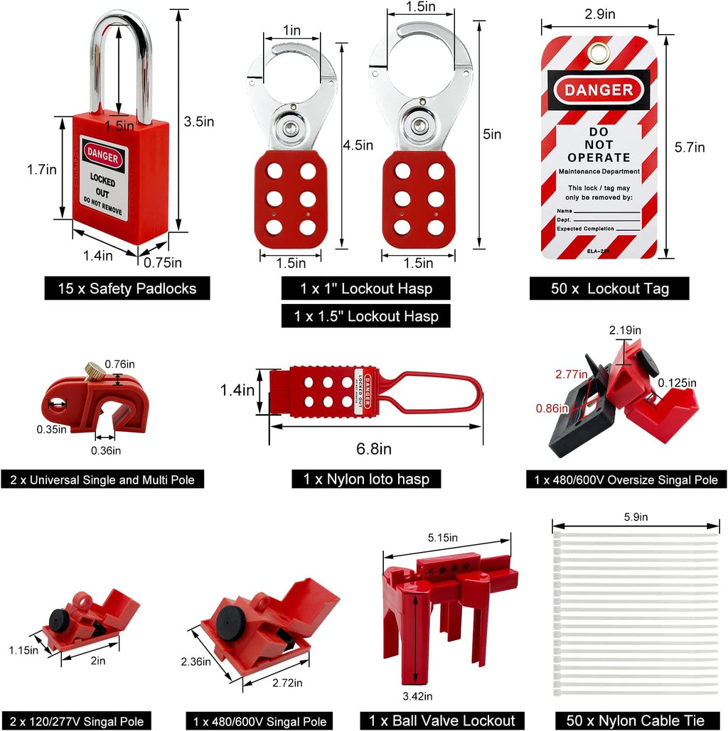 SAFBY Lockout Tagout Station Kit Board Locks 80pcs,Lock Out Tag Out Loto Hasps,Tags,Circuit Breaker Lockout,Ball Valve Lockout,Electrical Plug Lockout,Steel Cable Lockout (Big Yellow Station)