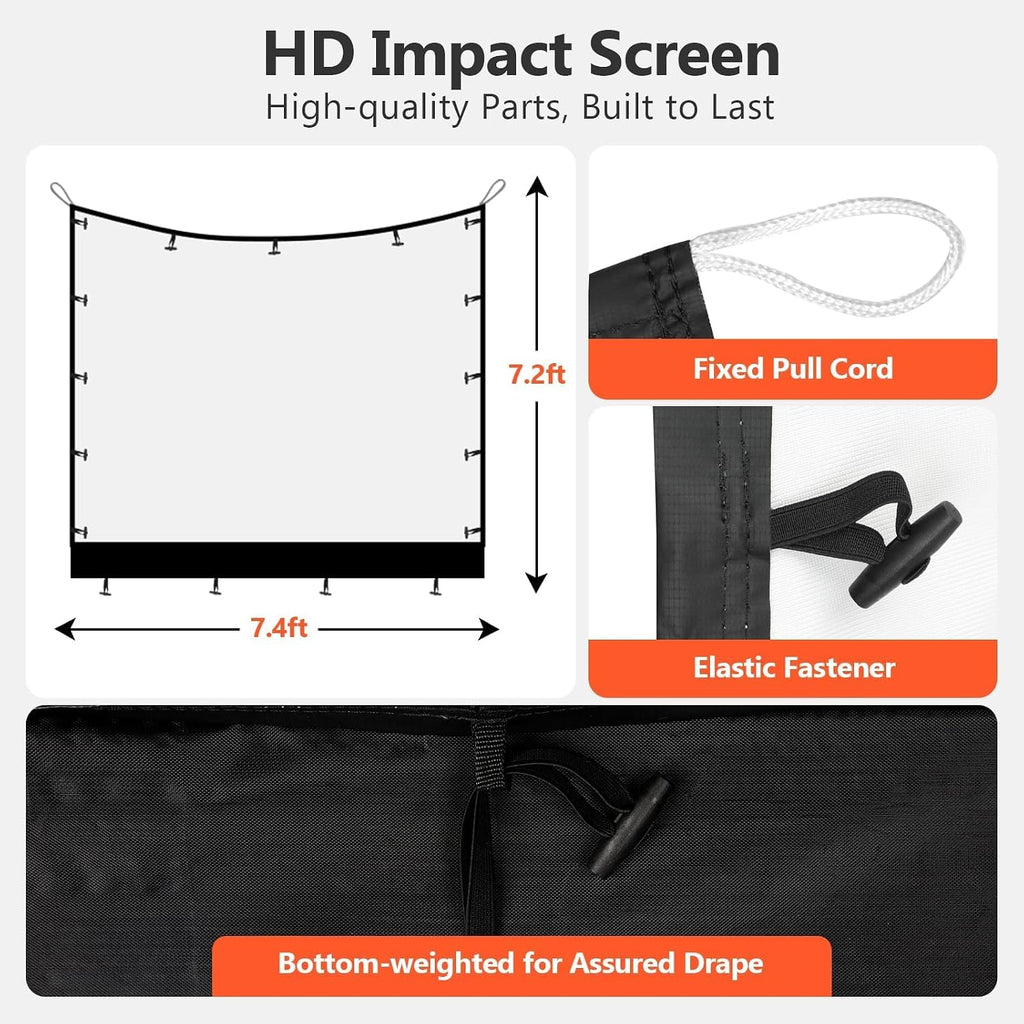 ORIENEGAR Golf Simulator Cage with HD Impact Screen & Target Practice Cloth, 11x8x5 FT Golf Hitting Net Cage, for Indoor, Outdoor, Garage, Backyard & Home Practice