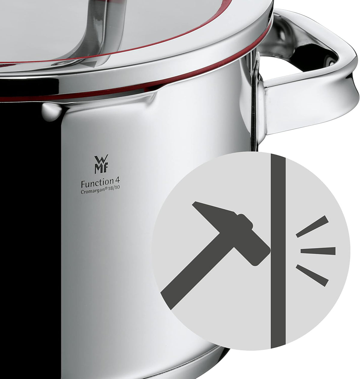 WMF 760056380 Function 4 Cookware Set with Steamer Insert, Stainless Steel, Transparent, 20 cm, 5 Units