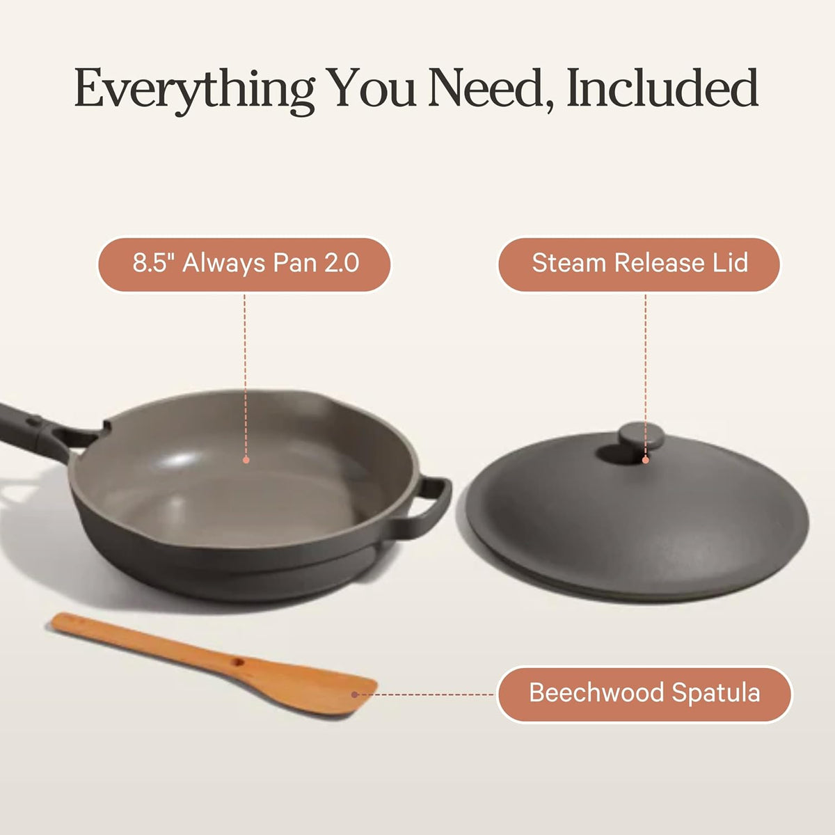 Our Place Mini Always Pan | 8.5' Ceramic Pan with Modular Lid & Beechwood Spatula | Patented 10-in-1 Nonstick, Non-Toxic Cookware Made Without PFAS | Induction & Oven-Safe up to 450°F | Char