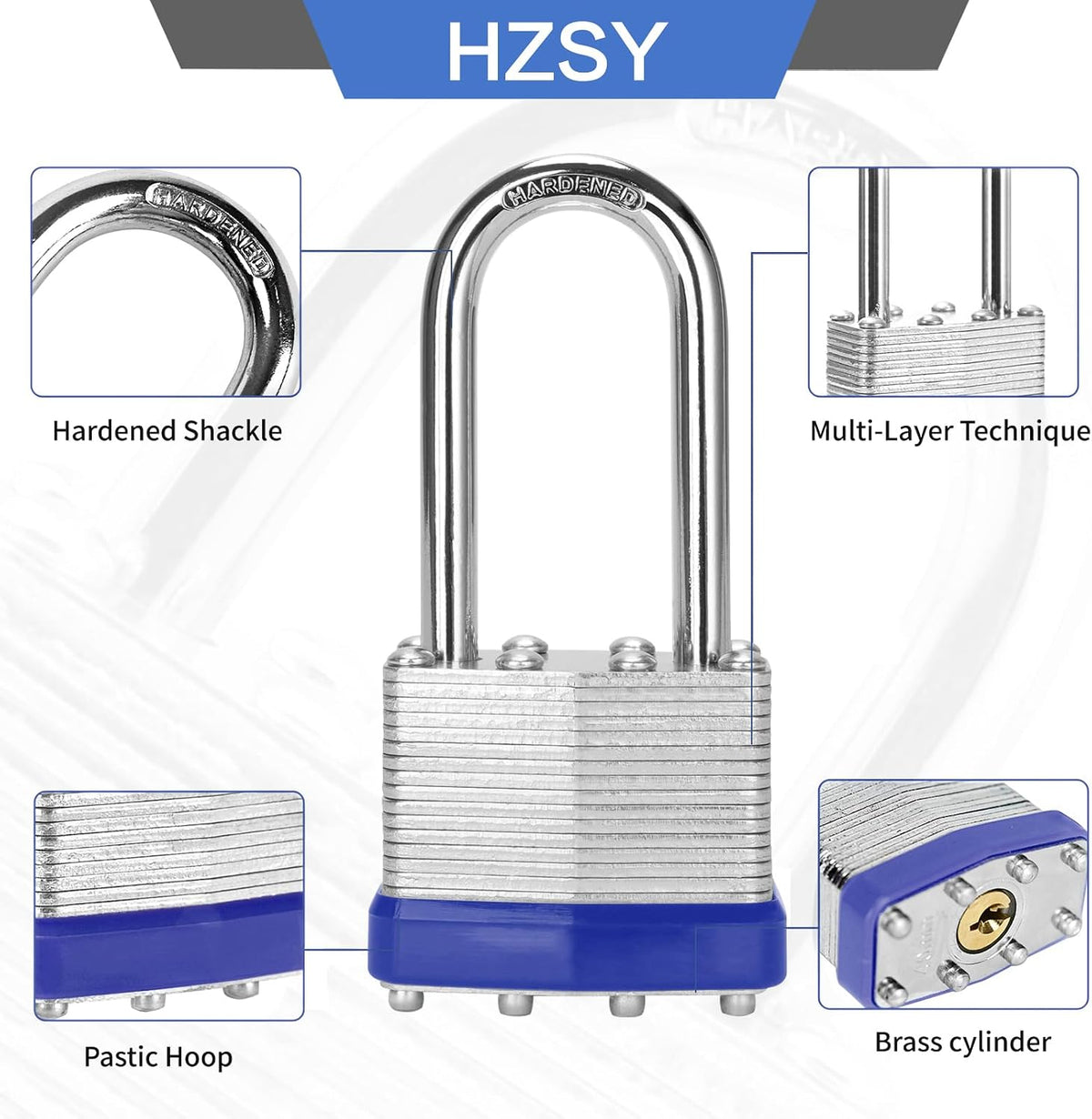 Padlocks Keyed Alike, Pack of 100, Laminated Steel Keyed Lock (1-9/16', 40mm), Padlocks with Same Key, Long Shackle, for Toolbox, Locker & StorageUnit or More