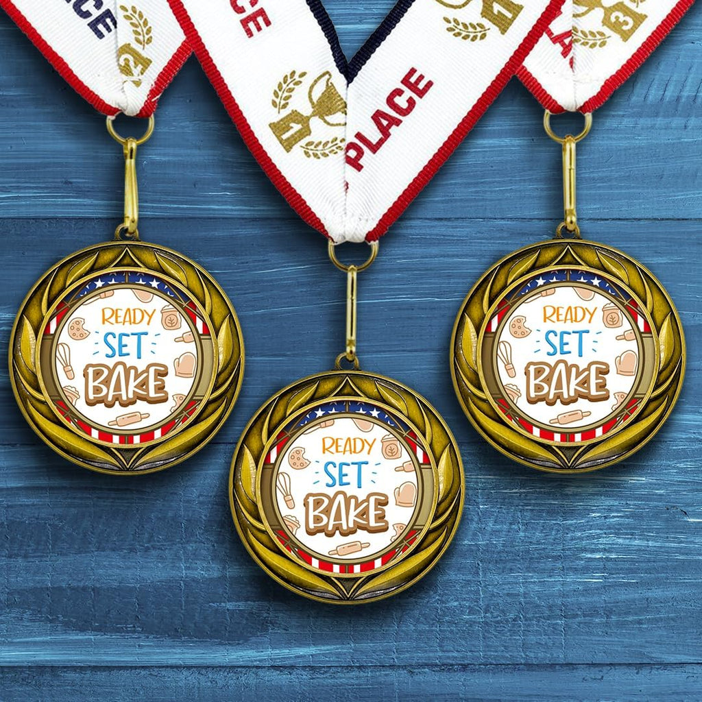 All Quality Wreath Ready Set Bake Medal | Competition Metal Medal - 1st, 2nd, 3rd Place