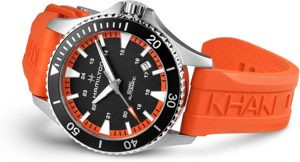 Hamilton Khaki Navy Scuba Automatic Men's Watch, 40mm Stainless Steel Case, Swiss Made, Black Dial Analog Wrist Watch for Men, 100m Waterproof, Sapphire Crystal, 3-Hand Movement, Rubber Strap
