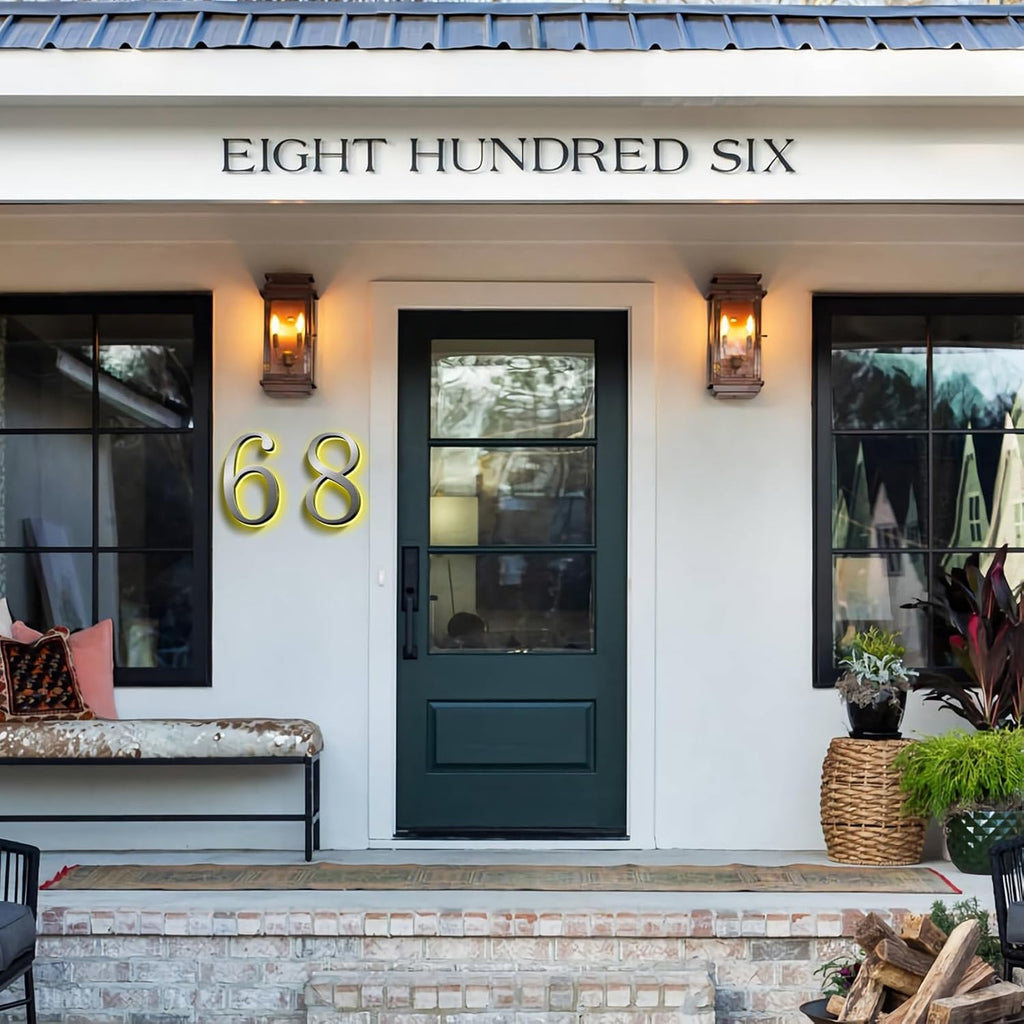 Lighted House Numbers For Outside, Backlit LED Address Numbers For House, Stainless Steel Illuminated Address Number, Waterproof, And Weather Resistant,14 Inch/350mm,0