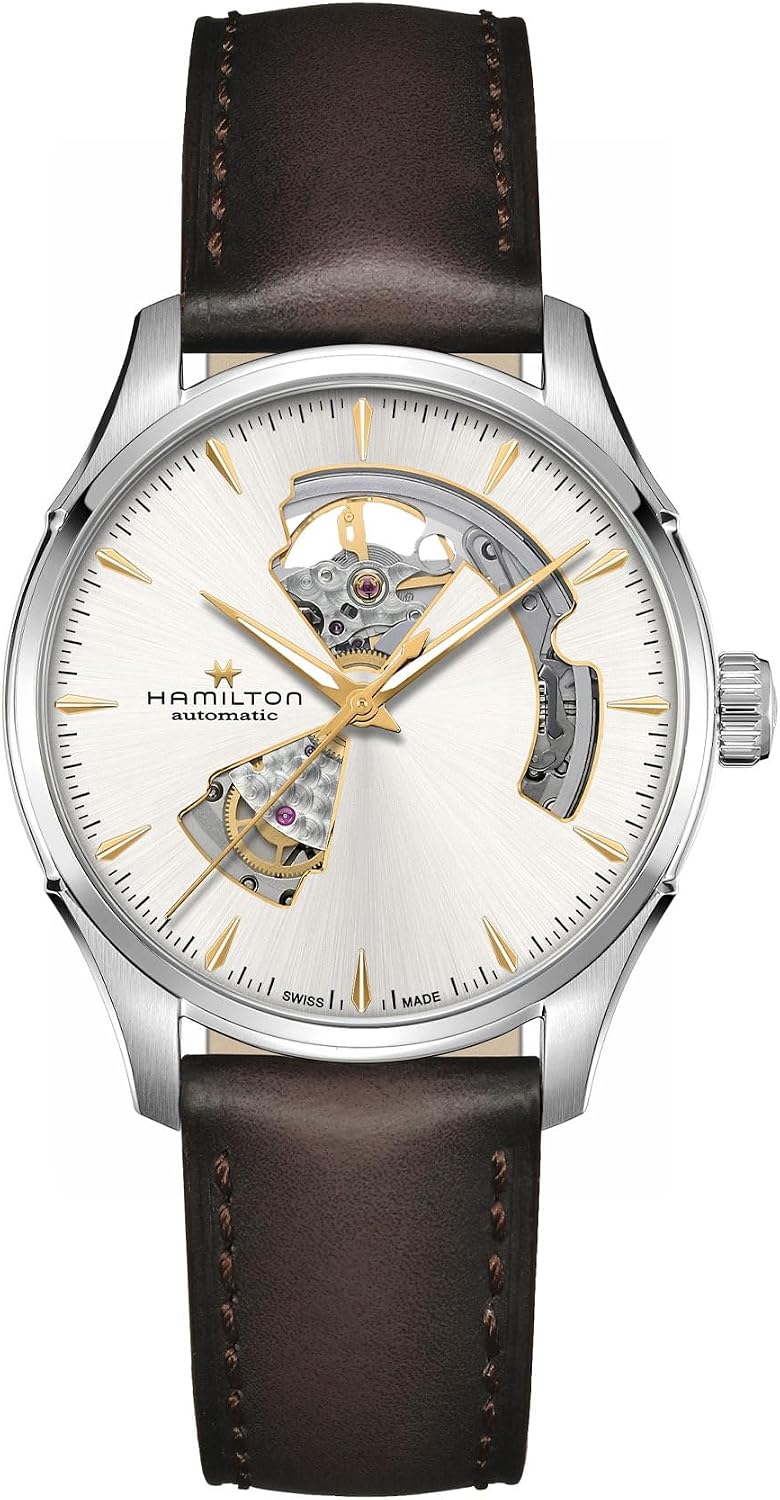 Hamilton Jazzmaster Performer Automatic Men's Watch, 40mm Stainless Steel Case, Swiss Made, Silver Dial Analog Wrist Watch, 50m Waterproof, Sapphire Crystal, 3-Hand Movement, Calf Leather Strap