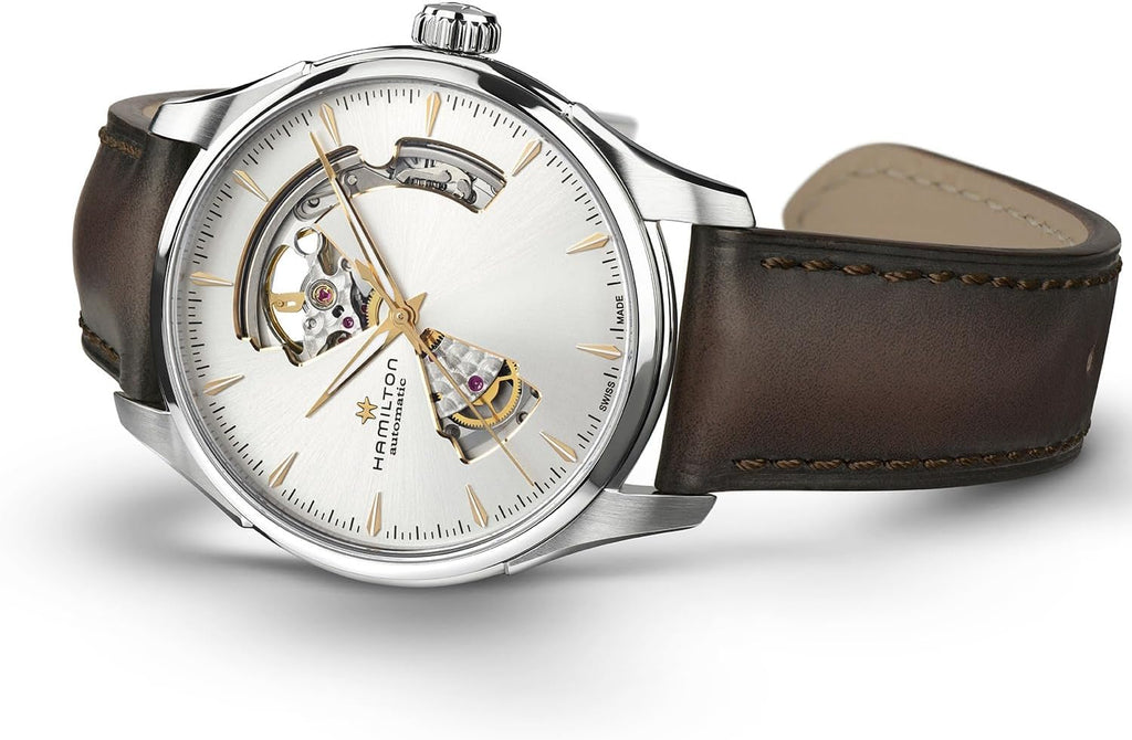 Hamilton Jazzmaster Performer Automatic Men's Watch, 40mm Stainless Steel Case, Swiss Made, Silver Dial Analog Wrist Watch, 50m Waterproof, Sapphire Crystal, 3-Hand Movement, Calf Leather Strap