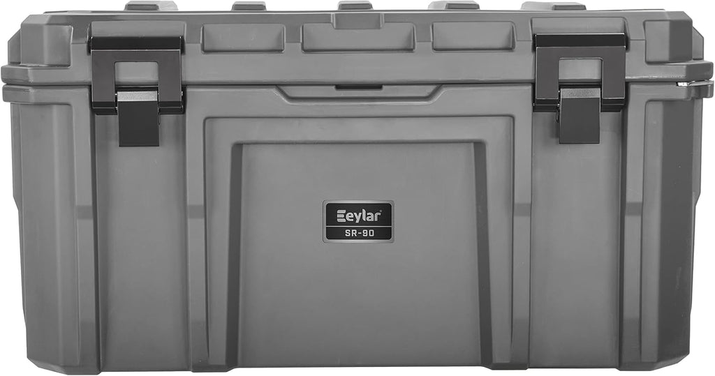 SR-90 Large Crossover Overland Cargo Case, Equipment Hard Case, Roto Molded, Stackable with Pad-Lock Hasp, Strap Mountable, TSA Standard, IPX4 Rated, 90 Liters (Gray)