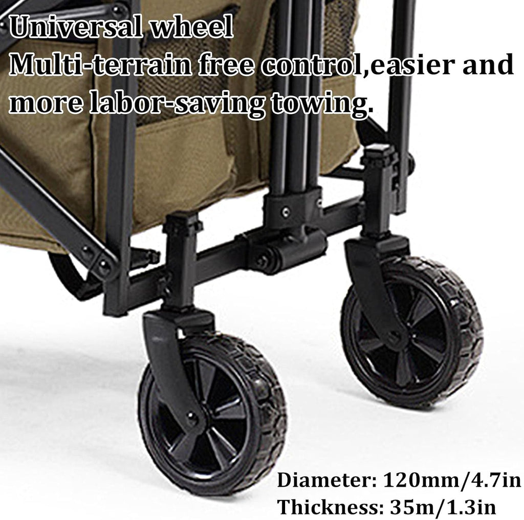 Garden Carts,Dark Gray Collapsible Wagon,Sports Outdoor Utility Wagon Garden Wagon Sports Heavy Duty Steel Frame Foldable Yard Car and 90Kg Load