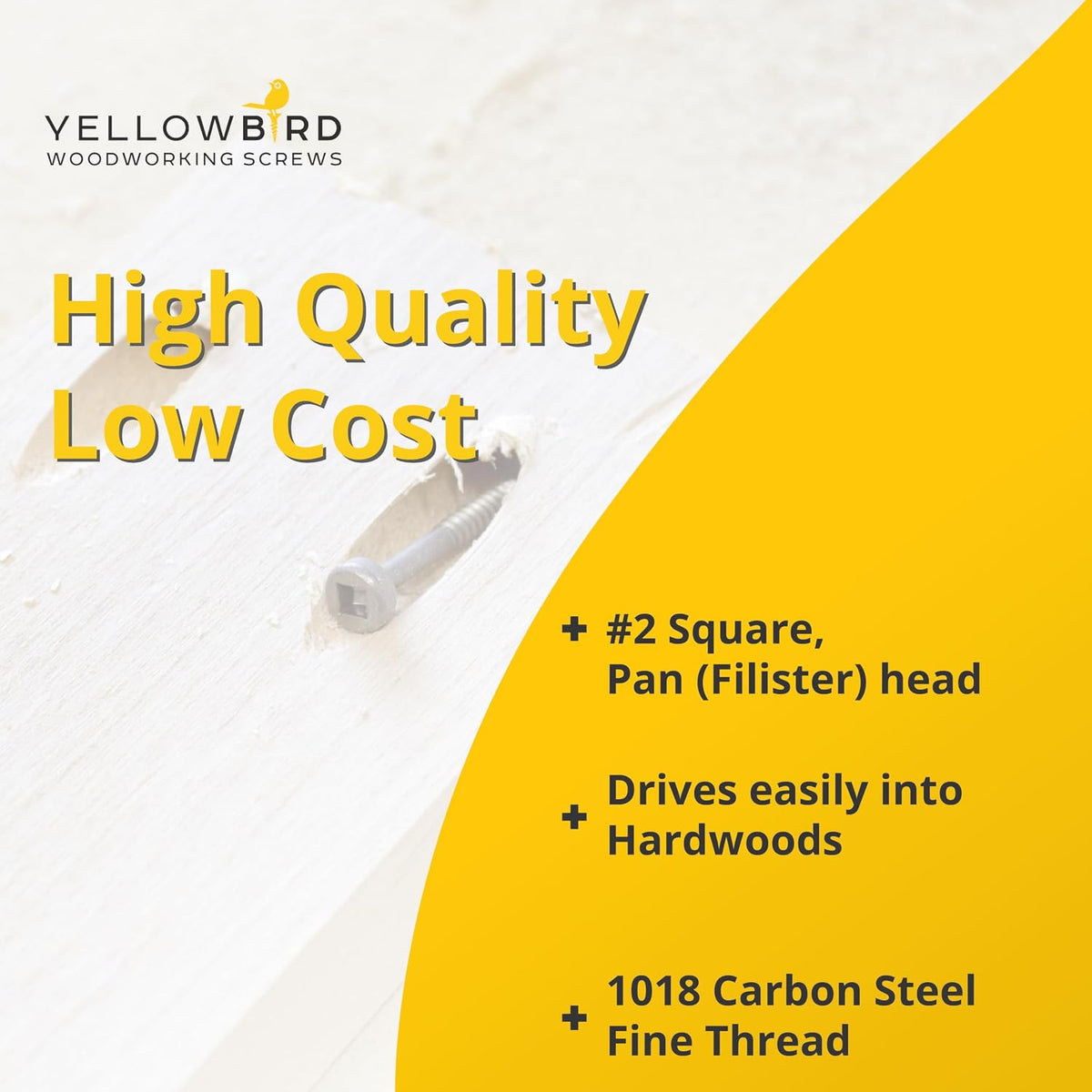 Yellowbird #6 x 1-1/4 Pan Head - Square Plain Lube - Fine Thread - Type 17 Pocket Screw - Bit Included - 4000 Ct.