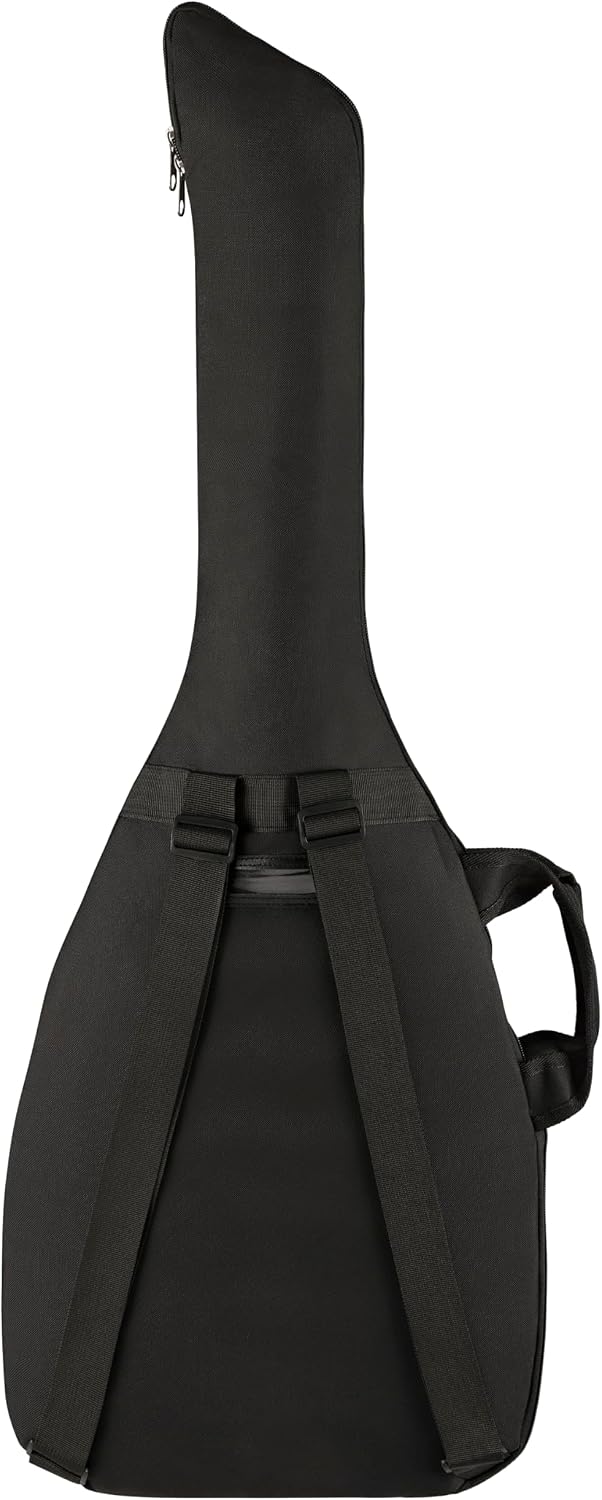 Fender Squier Debut Series Stratocaster Electric Guitar Bundle with Gig Bag, Black Electric Guitar with Matte Finish and Padded Case with Straps