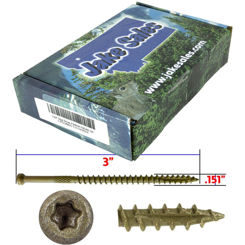 #7 x 3 Bronze Coated Tiny Finish Head Multipurpose Wood Screw - Torx/Star - ACQ Compatible 5 POUNDS CASE 5,310 Screws