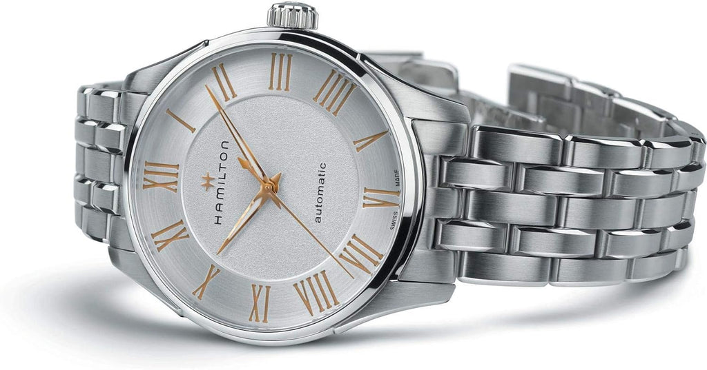 Hamilton Jazzmaster Automatic Men's Watch, 40mm Stainless Steel Case, Swiss Made, Silver Dial Analog Wrist Watch for Men, 50m Waterproof, Sapphire Crystal, 3-Hand Movement, Strap