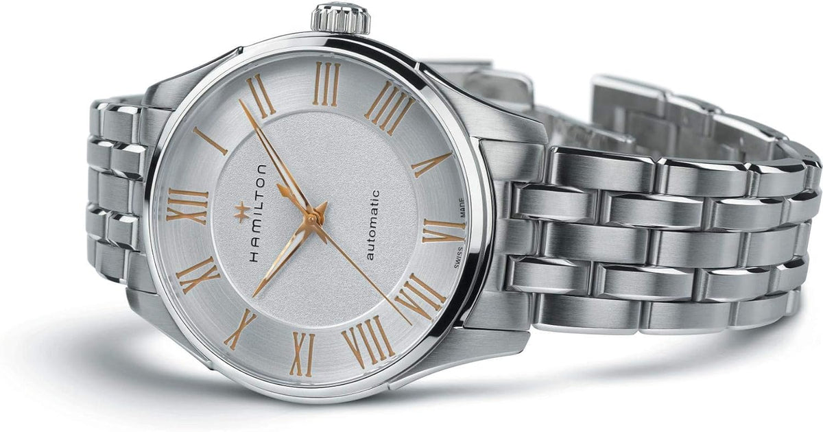 Hamilton Jazzmaster Automatic Men's Watch, 40mm Stainless Steel Case, Swiss Made, Silver Dial Analog Wrist Watch for Men, 50m Waterproof, Sapphire Crystal, 3-Hand Movement, Strap