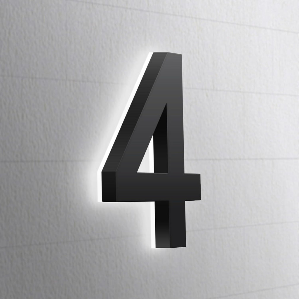 LED Illuminated House Numbers,Matte Black, Modern Address Signs Lighted Plaque For Outdoor Indoor.