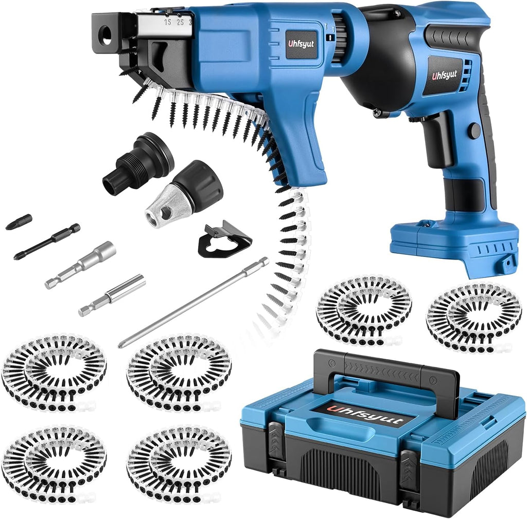 21V Cordless Drywall Screw Gun and Electric Screwdriver - 2-in-1 Self-Feeding Screwdriver, Includes Storage Toolbox and 4.0Ah Battery, Perfect for DIY and Professional Use (Battery free set)