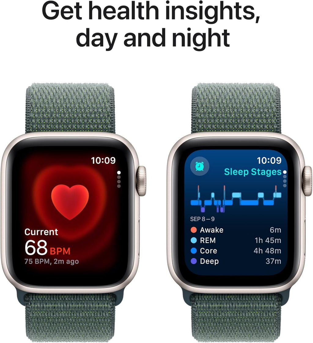 Apple Watch SE 2nd Gen (GPS, 40mm) - Starlight Case with Lake Green Sport Loop Band (Renewed)