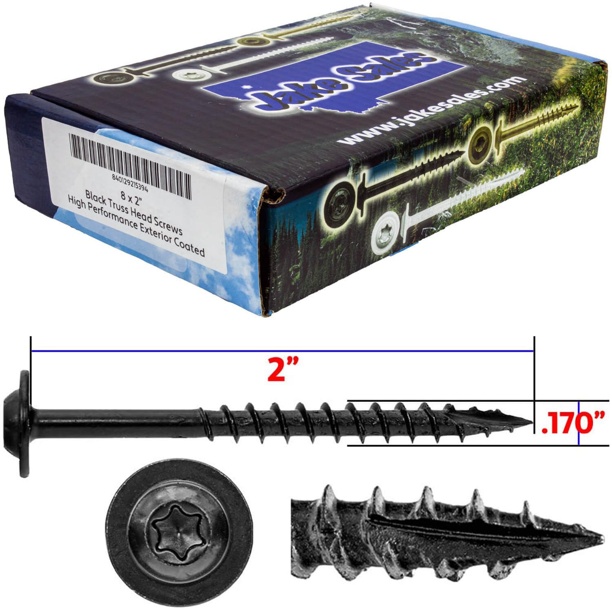 8 x 2 Black Round Truss Head Multipurpose Exterior Coated Modified Cabinet Wood Screw - 5 Pounds Case - 5625 Screws