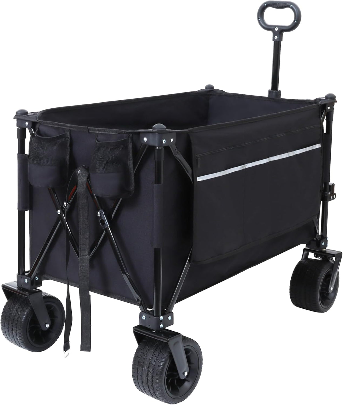 Foldable GCart with Heavy Duty Wheels 480lbs Load Capacity, Portable Utility Wagon for Camping, Sports, Groceries, Black