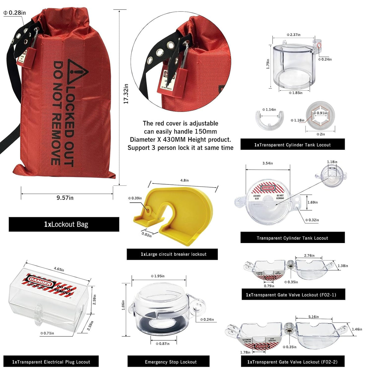 BULANGD 120 Pieces Lockout Tagout Station Loto Kit, Safety Padlocks, Lockout Hasp, Lock Out Tags, Circuit Breaker Lock, Cable Lock, Plug Lock Lockout Tagout Cabinet