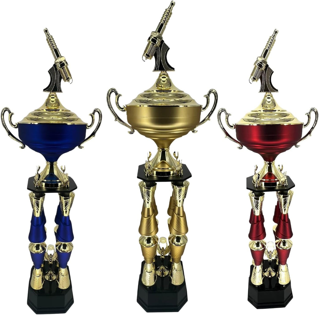 Express Medals Various Sport Giant 54 Inch Tall 19 Inch Wide 4 Post Column Gold Red or Blue Trophy Cup Award Includes Attached Plate with up to 5 Lines of Your Custom Engraved Text. Weighs 11 lbs.