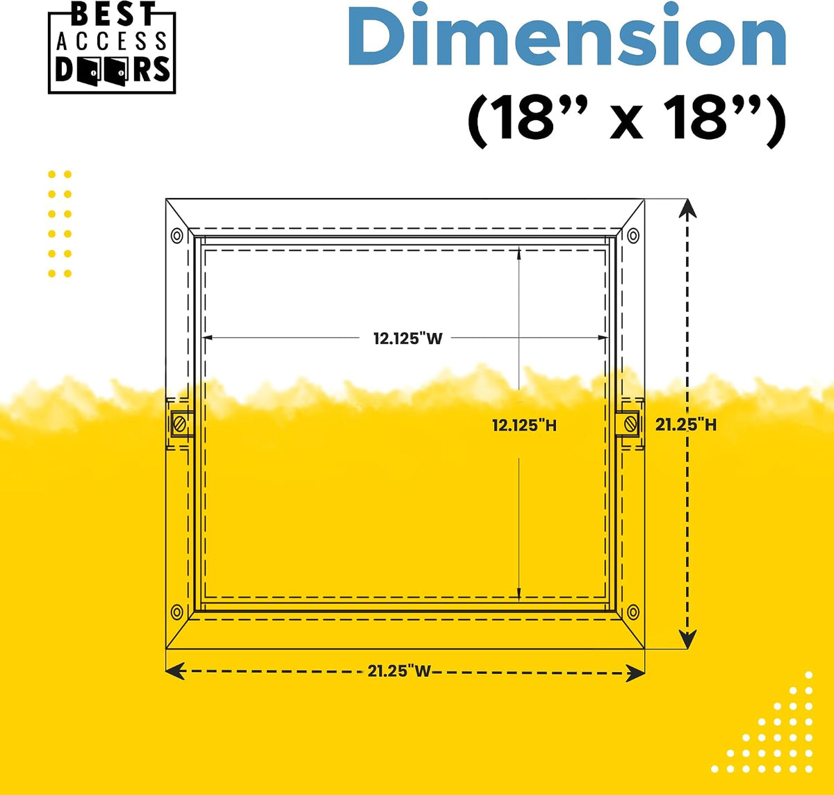 Best 18' x 18' Removable Floor Access Panel with a 1/8' Recess for Vinyl Carpet/Tile, High-Grade Smooth Aluminum Floor Access Door Secured with 1/4' x 1' Flat Head Screws, Mill Finish,BA-FT-8080