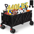 Collapsible Foldable Wagon Cart with 440lbs Weight Capacity, Heavy Duty 260L Large Capacity Garden Cart with Big All-Terrain Solid Wheels, Foldable Wagon for Sports Beach Grocery Camping