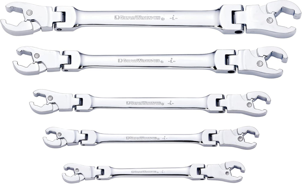 GEARWRENCH 5 Pc. Ratcheting Flex Head Flare Nut Wrench Set, SAE - 89100