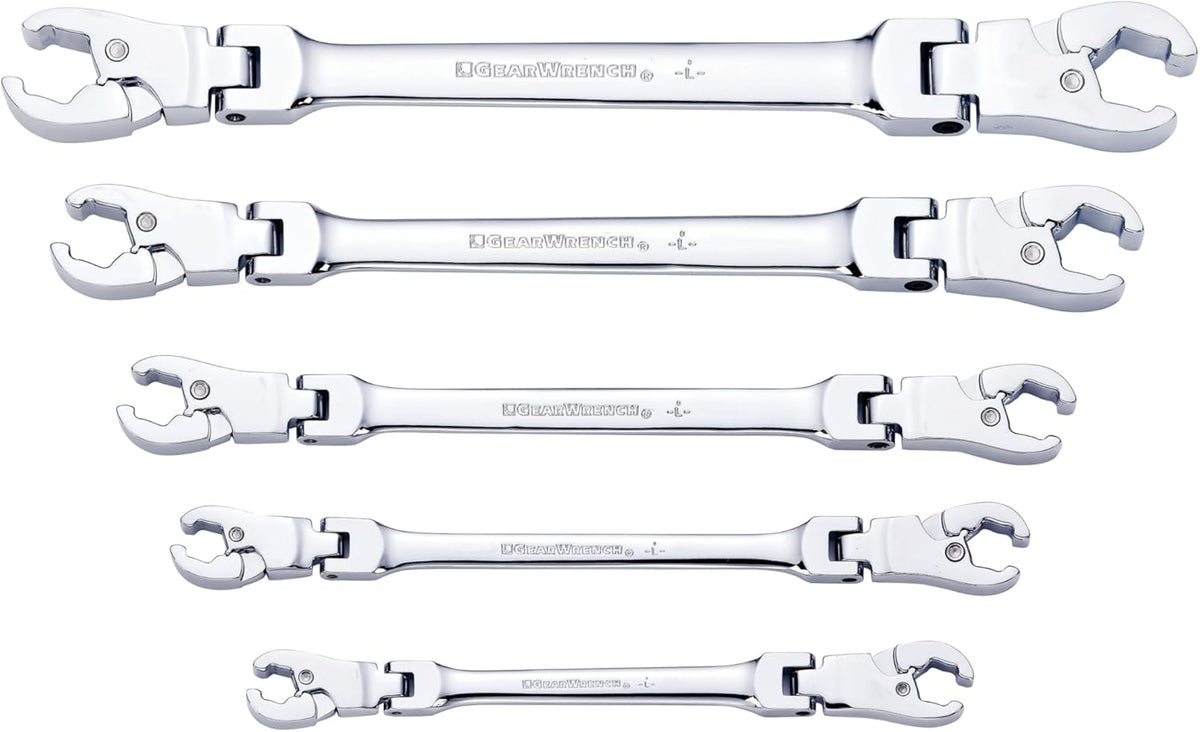 GEARWRENCH 5 Pc. Ratcheting Flex Head Flare Nut Wrench Set, SAE - 89100