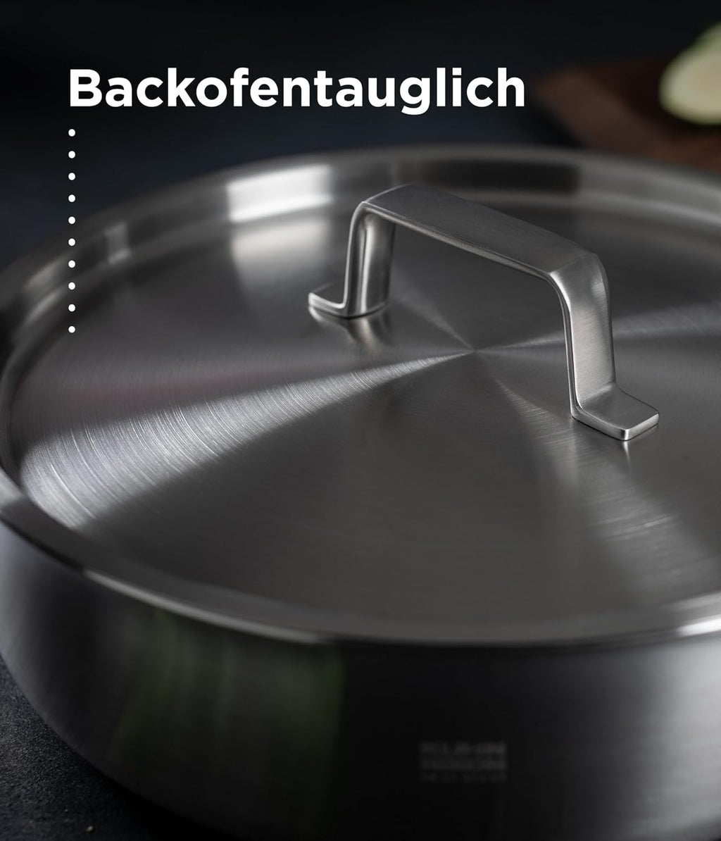KUHN RIKON Culinary Fiveply Casserole Pot, 18cm/2.5L Oven Proof Cooking Pan with Stainless Steel Lid. Induction Casserole Dishes. Dishwasher Safe Cookware Guarantee