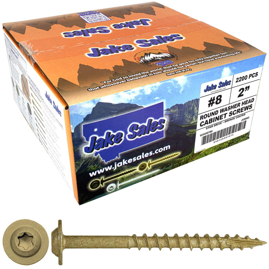 8 x 2 Bronze Star Multipurpose Torx/Star Drive Head Exterior Coated Modified Truss Head Cabinet Wood Screw Full Box - 2000 Screws