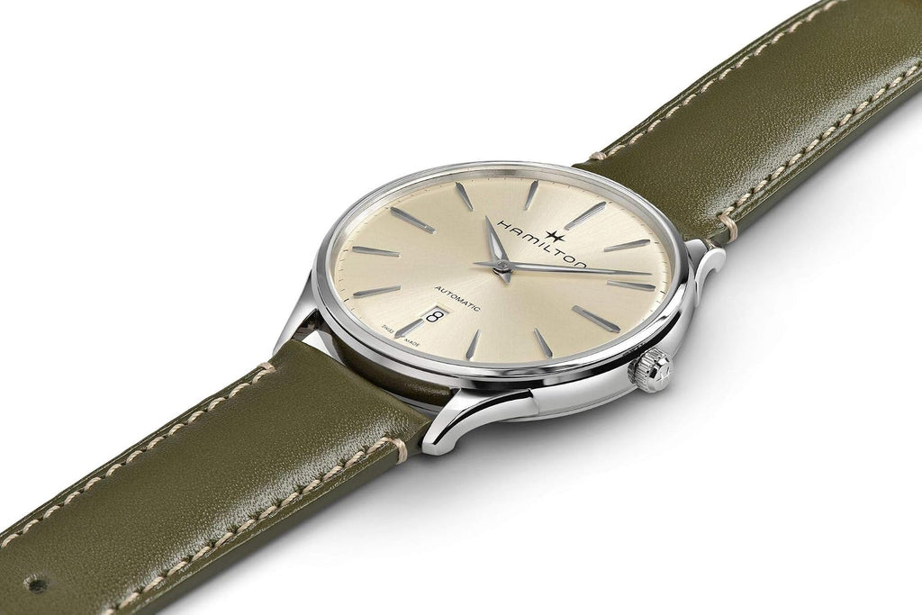Hamilton Jazzmaster Automatic Men's Watch, 40mm Stainless Steel Case, Swiss Made, White Dial Analog Wrist Watch for Men, 50m Waterproof, Sapphire Crystal, Calf Leather Strap