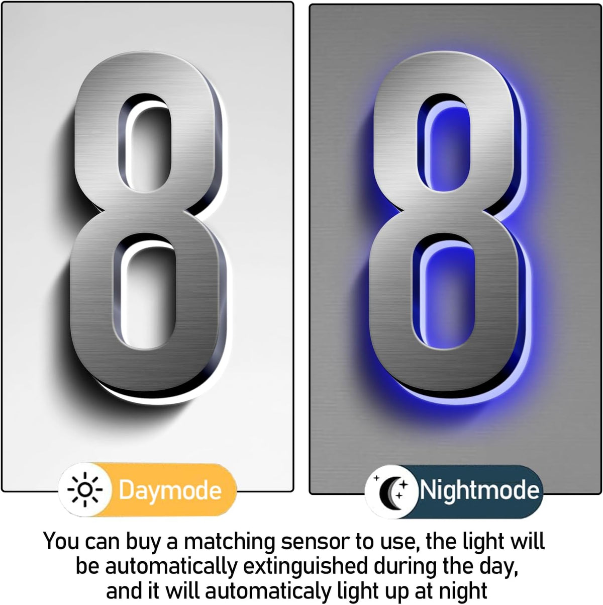 LED House Numbers, Modern Illuminated House Address Numbers For Outside, Lighted House Numbers Signs, Waterproof Backlit LED Address Numbers For House,16 Inch/400mm,3