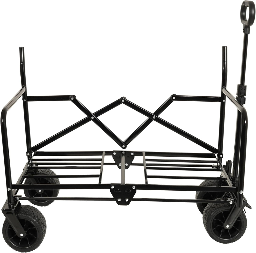 3-in-1 Convertible Folding Wagon Cart with Bench Seat & 180L Storage - 500lbs Heavy-Duty All-Terrain Wagon for Camping, Beach, Sports & Garden Use (Purple)
