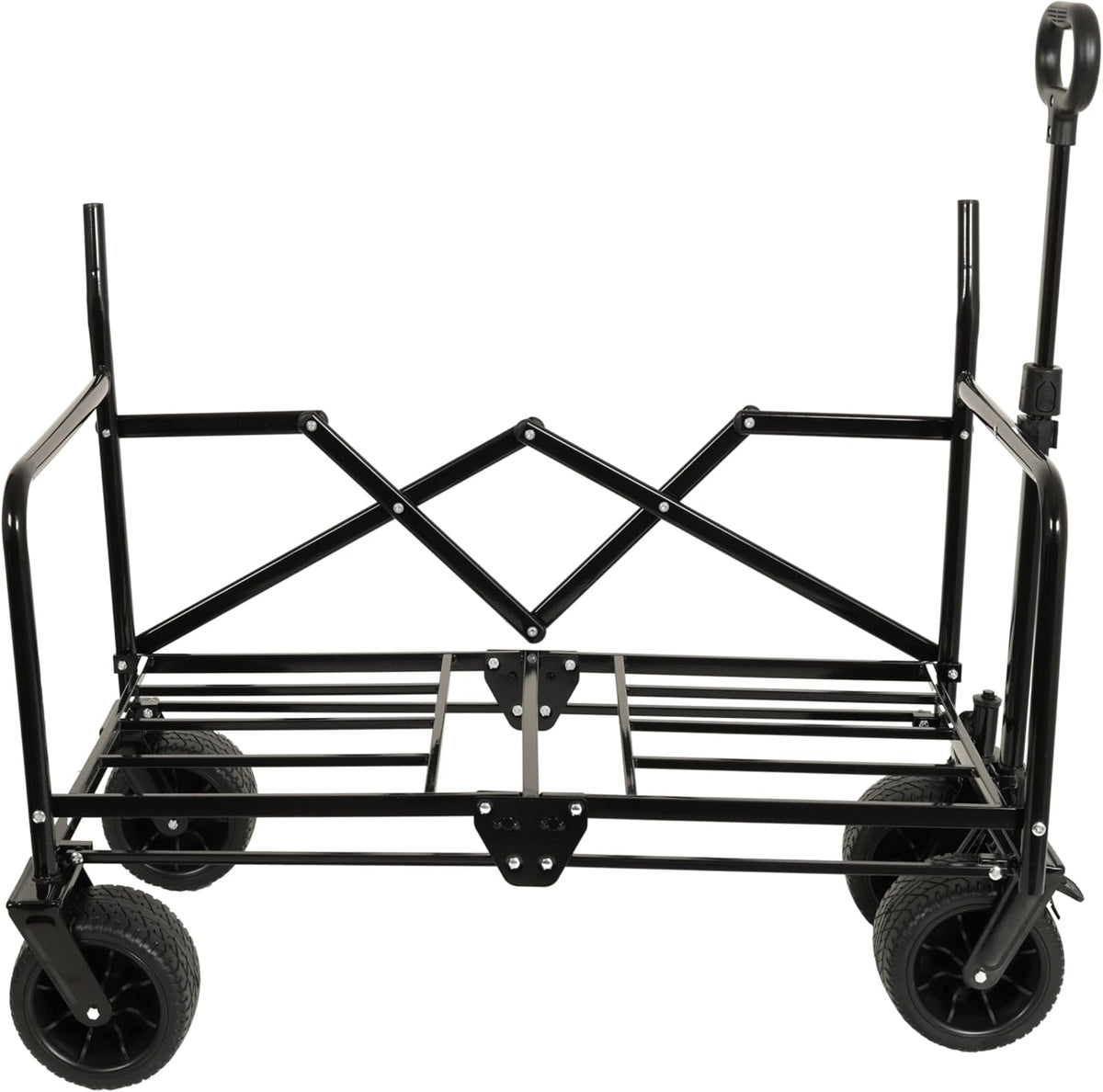 CIATRE 3-in-1 Heavy-Duty Convertible Folding Wagon Cart with Bench Seat & Storage – 500lb Capacity, 180L All-Terrain Wagon for Camping, Beach, Sports, & Garden – 360° Swivel Wheels (Dark Blue)