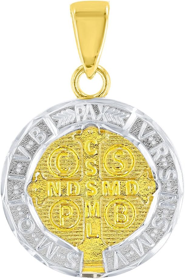 Jewelry America 14K Yellow Gold Polished and Satin St Benedict Medal Charm Saint Pendant