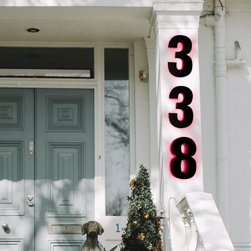 Backlit Lighted LED House Numbers 18', Stainless Steel Hand-Polished For House Address Signs, Modern Waterproof Illuminated House Numbers For Outside,N