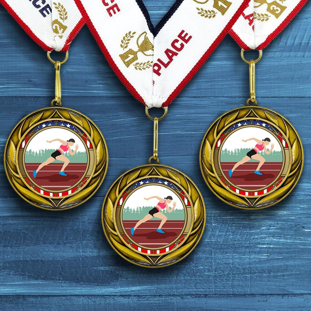 All Quality Wreath Design Track and Field Medal (Female) | Competition Metal Medal - 1st, 2nd, 3rd Place