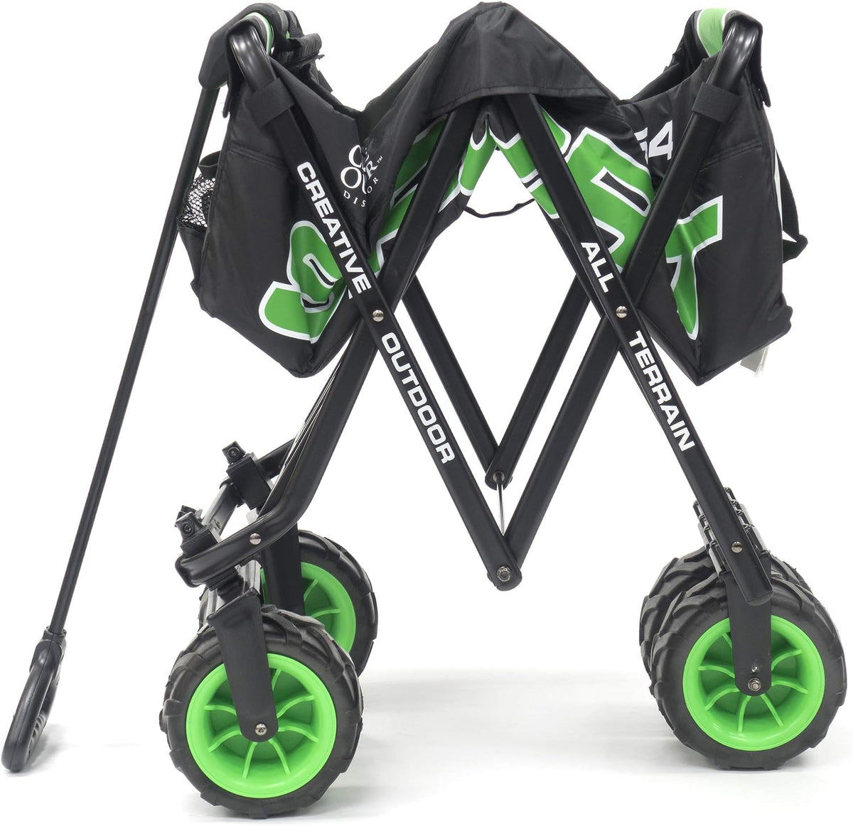 Creative Outdoor Push Pull Beach Hauler XXL, Collapsible and Portable Folding Wagon Cart, 200lbs Weight Capacity, Sport Series, Beach, Park, Garden Sports & Tailgate, (Green)