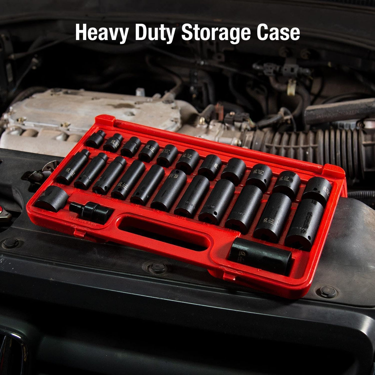 SUNEX TOOLS 3330, 3/8 Inch Drive Master Impact Socket Set, 12-Point, 29-Piece, Metric, 8mm-22mm, Standard/Deep, Cr-Mo Steel, Heavy Duty Storage Case, Includes Universal Joint