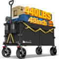 Gonex 48''L Collapsible Foldable Heavy Duty Oversized Wagon with 440lbs Weight Capacity, 300L Folding Large Utility Garden Grocery Shopping Cart with 8' H All-Terrain Wheels & 2 Drink Holders - Black