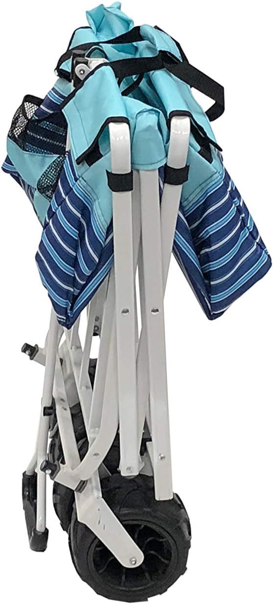 Limited Edition All-Terrain Collapsible Folding Utility Wagon Beach Outdoor Camping Sports (Blue Stripe)