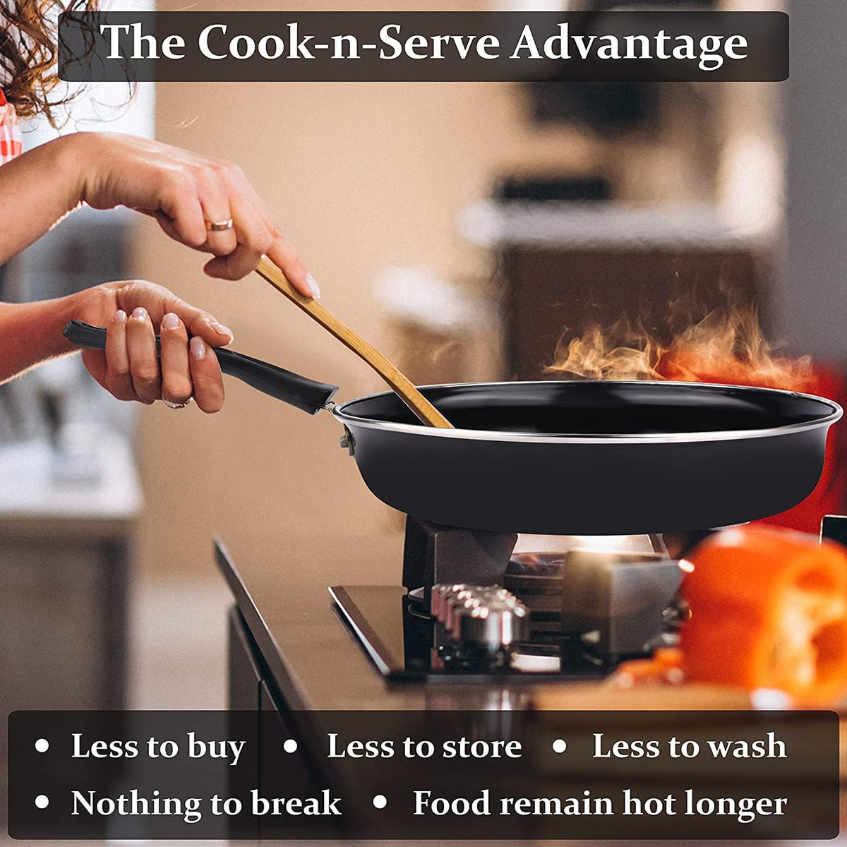 5 Piece Kitchen Accessories Set | Non Stick Induction Friendly Cookware | Kadai with Lid , Fry Pan , Tawa , Sauce & Tadka Pan | Ceramic Hard Anodized | Cast Iron Utensils