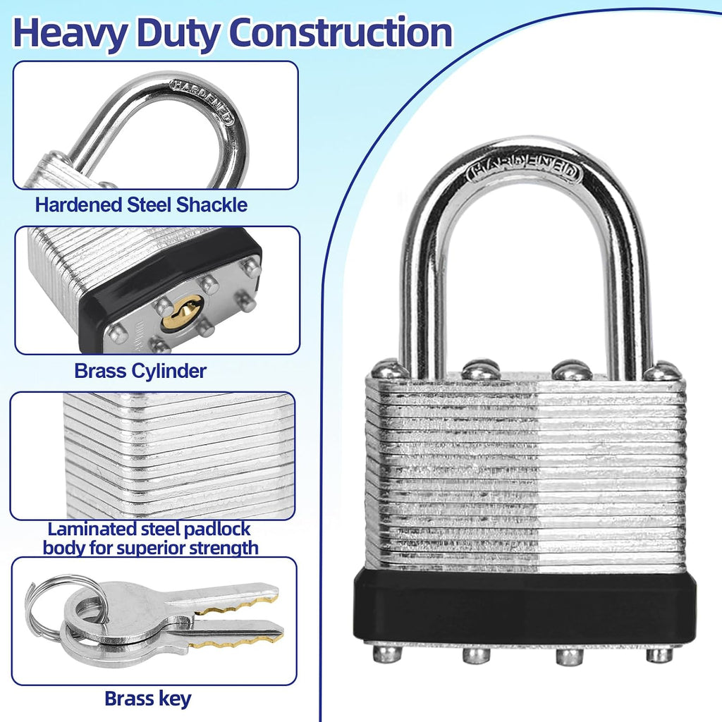 Padlocks with Same Key, LQYN 60 Pcs Laminated Keyed Padlock (1-9/16', 40mm), Keyed Alike Locks, Normal Shackle, for Storage Locker, Hasp Latch, Toolbox, Sheds