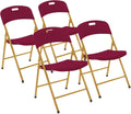 Creative Plastic Folding Chairs (4 Pack) - Portable Lightweight Folding Chairs for Indoor and Outdoor Steel Frame Used for Events, Party, Garden, Camping, Picnic, Tailgating (Dark Red/Dark Yellow)