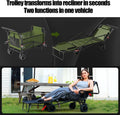 Collapsible Folding Outdoor Utility Wagon, 2-in-1 Collapsible Cart, Reclining Camper,Expandable Storage, for Camping, Outdoors, Shopping(Military Green)