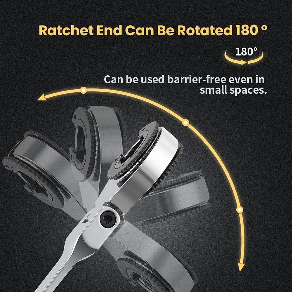 Anbull 10-Piece SAE Ratcheting Wrench Set, 5/16' to 3/4', 180° Open Flex-Head, 72-Tooth Combination Wrenches, Cr-V Steel, Open End Design with Storage Box